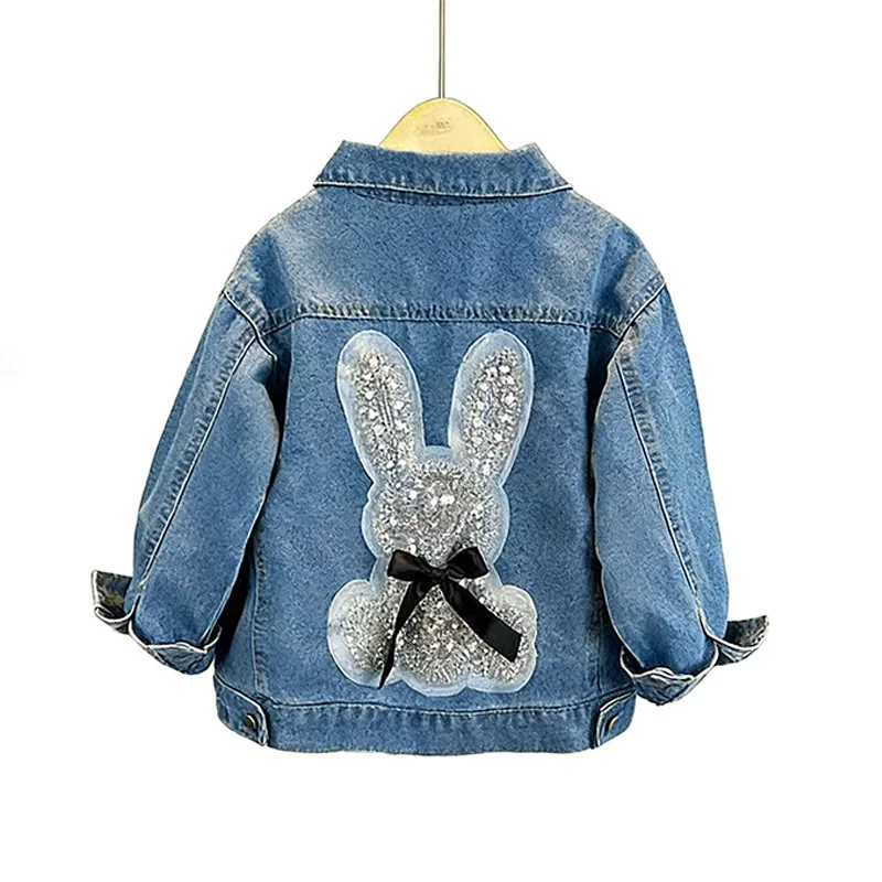 

Модная джинсовая куртка с героями мультфильмов для девочек, весна-осень 2026, детский топ в корейском стиле, куртка с длинными рукавами для маленьких девочек, детская одежда, От 4 до 12 лет