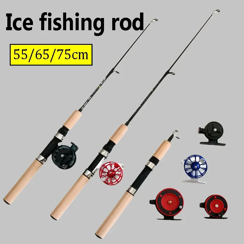 

55/65/75CM Telescopic Ice Fishing Rod with wheel Portable Carbon Fiber River Shrimp Carp Fishing Pole Winter Fishing Rod Tackle