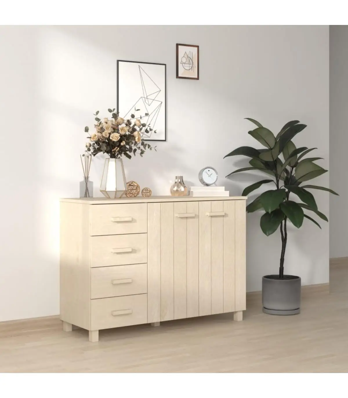 113x40x80 cm solid wood honey pine sideboard