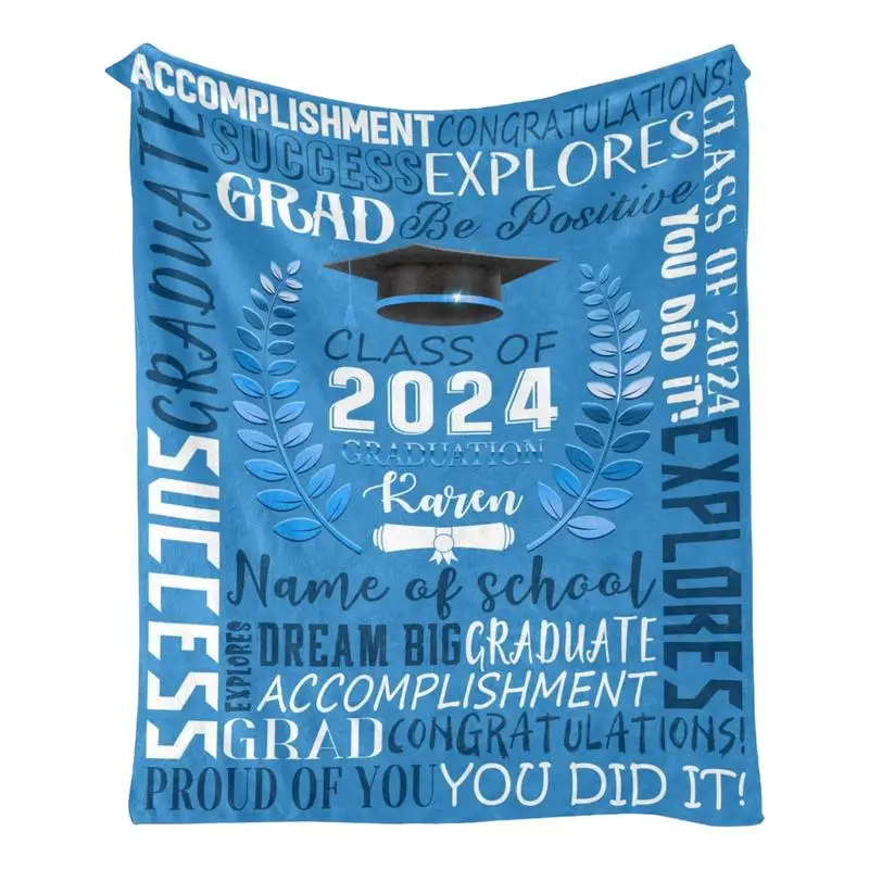 

College Graduation Blanket 2024 Fleece Throw Blanket Warm Comfortable Soft Lightweight Plush Graduation Throw Blanket 2024 For