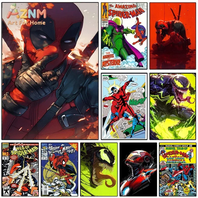 Deadpool Close Up Portrait Comic Canvas Wall Art Unframed Poster Print for Boys Bedroom Game Room Home Decor Gift