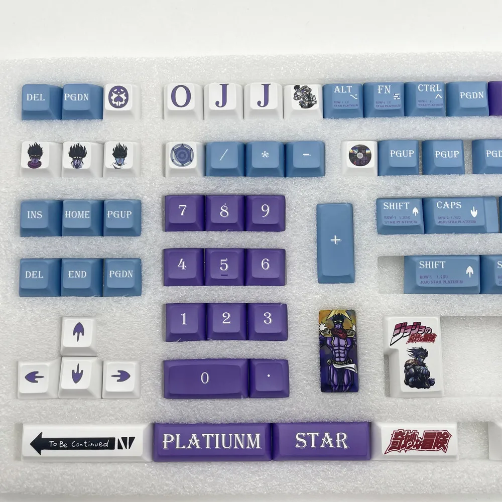 Imagem -04 - Estrela de Platina Keycaps Kca Perfil Tintura Sublimação Pbt Keycap Jojo Keycap para Gh60 Gk61 64 68 75 82 84 86 104 Teclado Mecânico