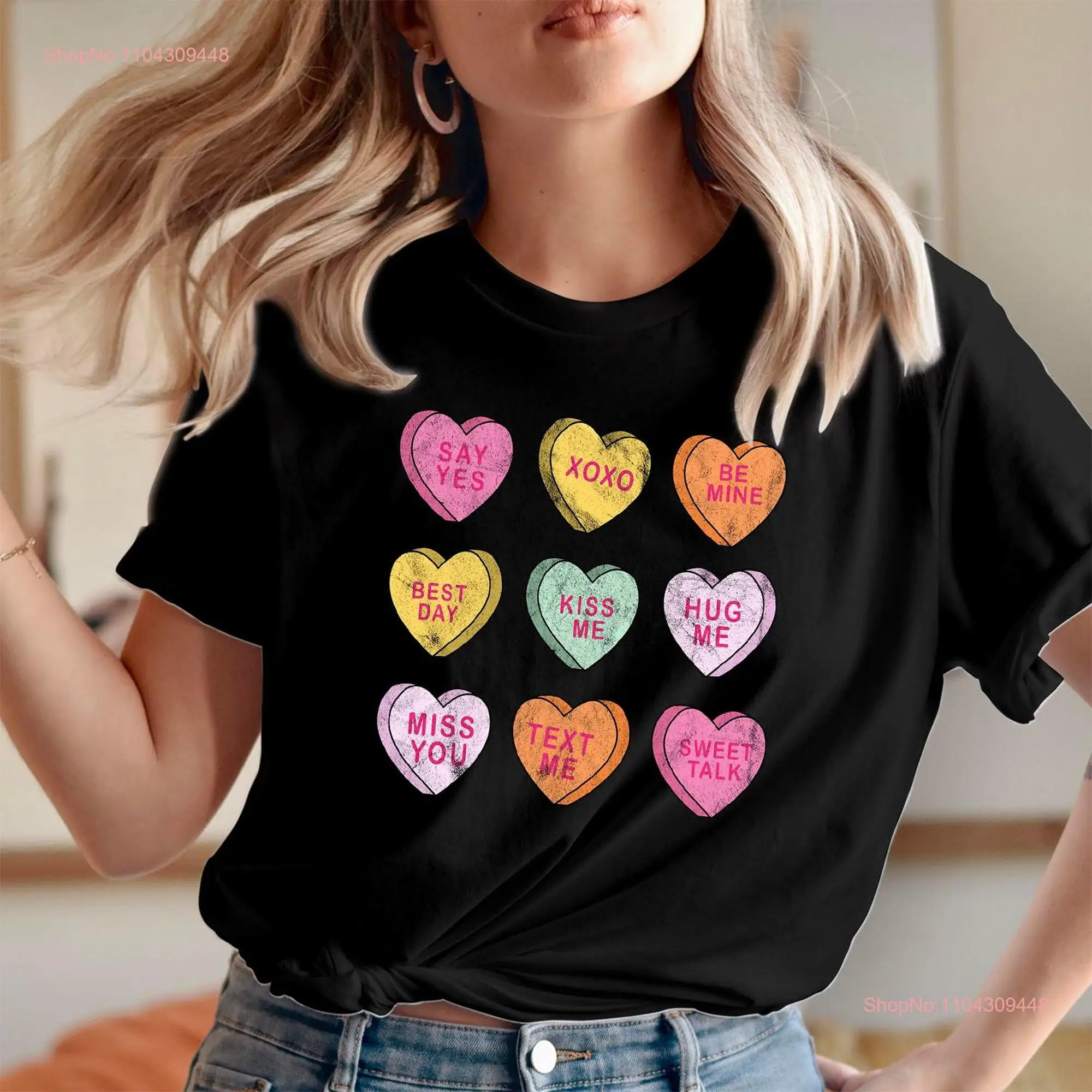 TSHIRT 1645 Say Yes Xoxo Be Mine Best Day Kiss Me Hug Miss You Text Sweet Talk T Shirt Happy Valentines Cute Heart Funny