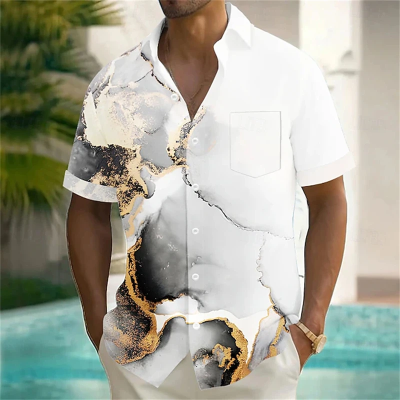 Nueva camisa para hombre, camisas hawaianas con estampado 3d de arte abstracto de Color para hombre, pantalón corto informal, Tops de manga, camisa de gran tamaño, ropa Unisex