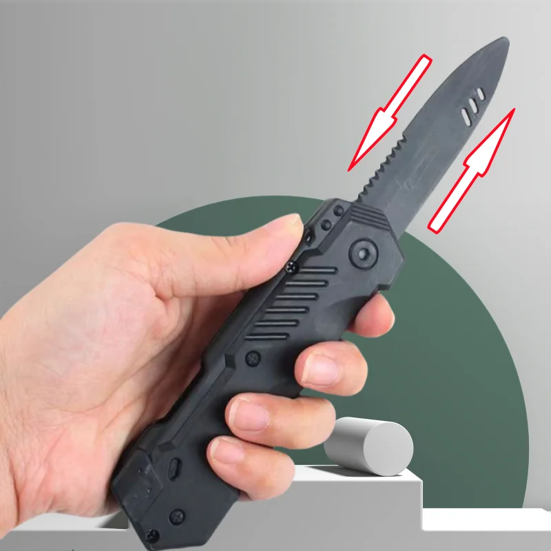 Black Retractable Toy Knife Halloween Role-playing Plastic Props Prank Game Magic Fake Dagger Fun Props Children's Gifts