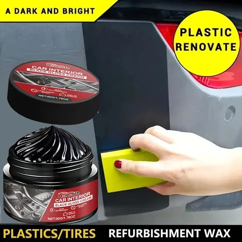 Imagen 2 del producto Restaurador de plástico para coche, agente de revestimiento de cera para renovación de paneles y cuero Interior de coche, brillo negro, revestimiento de reparación y pulido automático