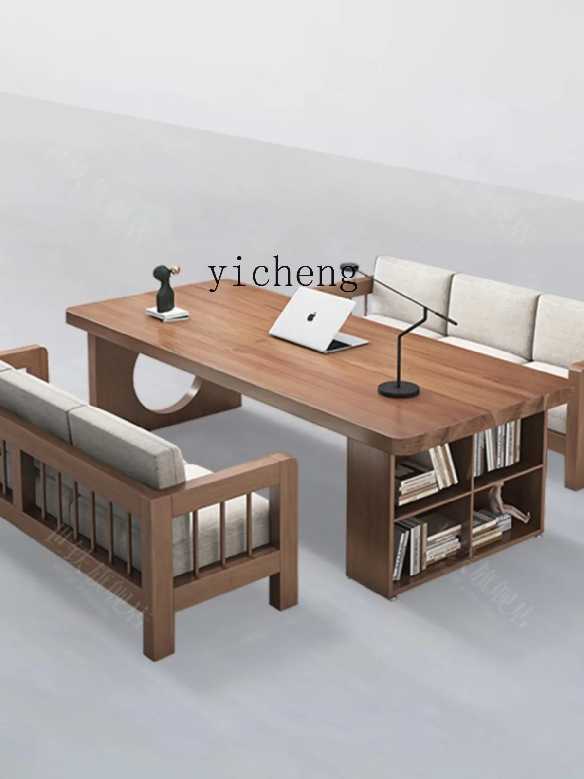 Household Solid Wood Large Board Table Nordic Living Room Storage Rack Learning Calligraphy Writing Log Large DeskA13