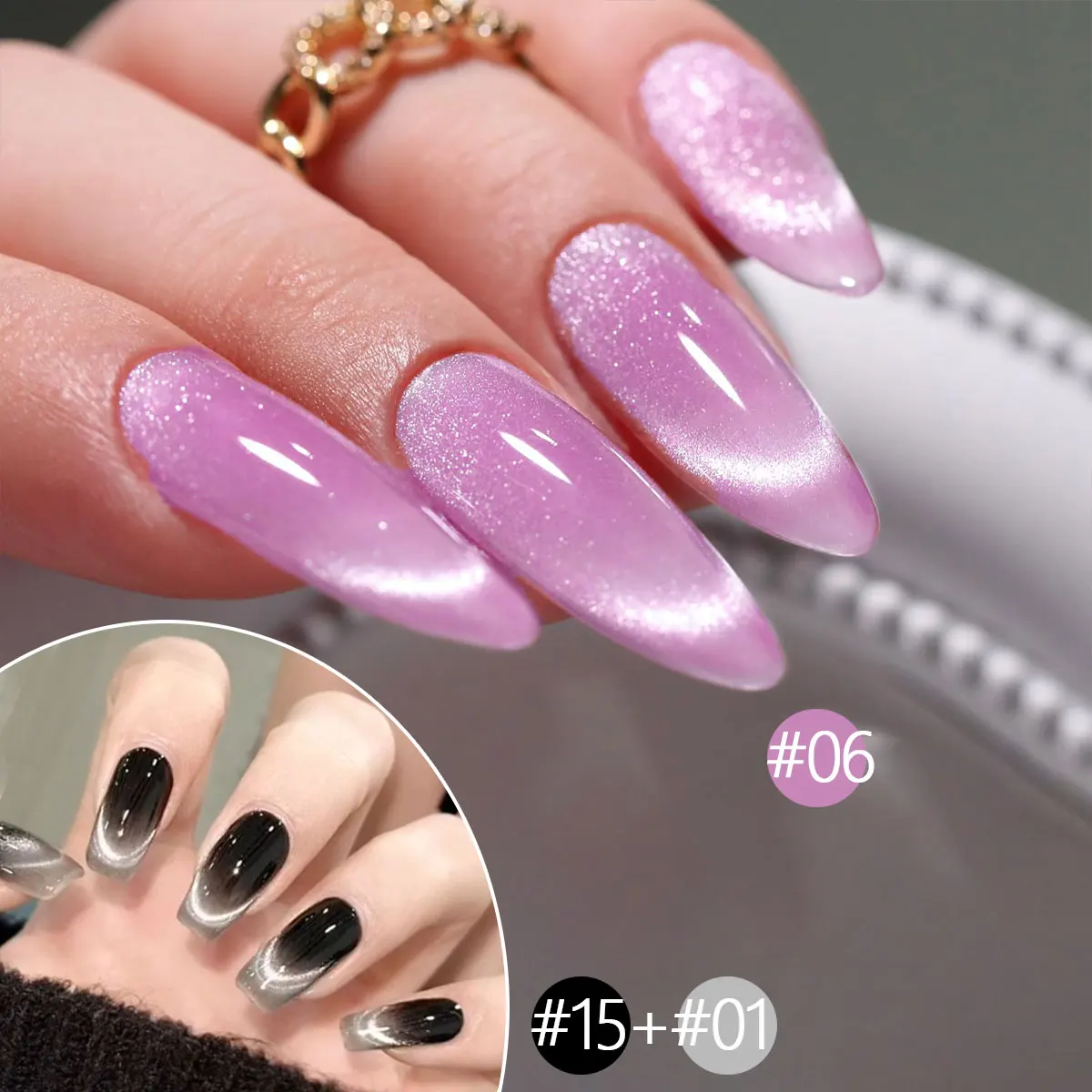 ชุดทาเล็บเจล Cat Eye GAVY 6 ชิ้น พร้อมเอฟเฟกต์โฮโลแกรม ต้องใช้ UV LED สําหรับการบ่ม ออกแบบมาเป็นพิเศษสําหรับผู้หญิง