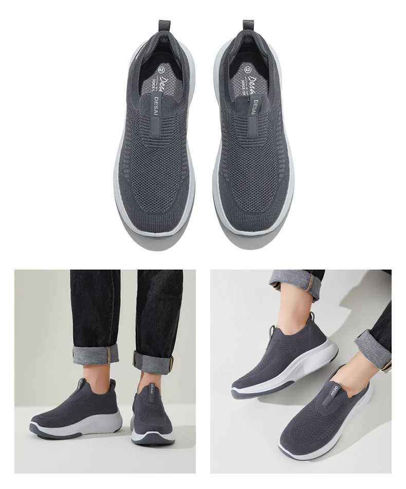 Desai Herren Hands-Free Slip-On Mesh Walkingschuhe, Atmungsaktive Leichte Bequeme Freizeitsneaker, Vielseitige Schuhe für Herbstmode – Detail 10