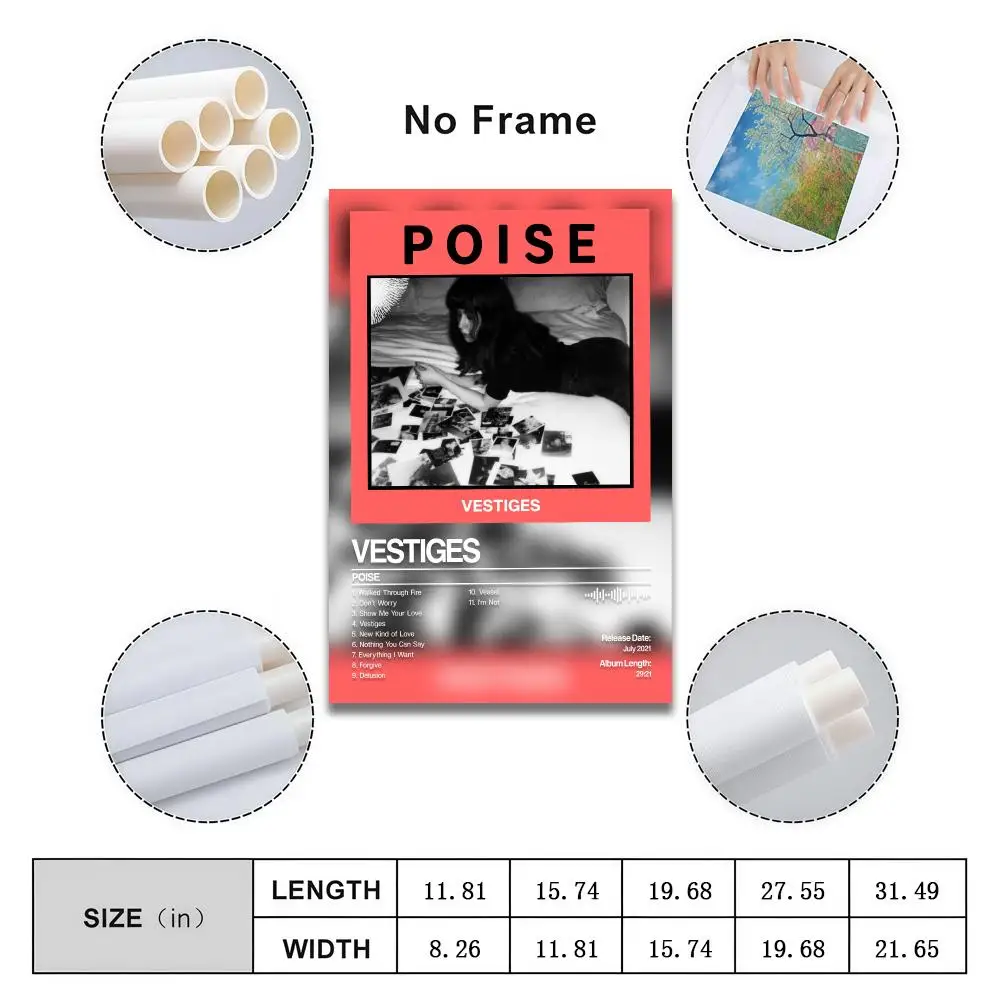 Poise Vestiges Poster Peelable Self-Adhesive Album Cover Stickers, Frameless Wall Art for Singer Band Pop Rap Bedroom