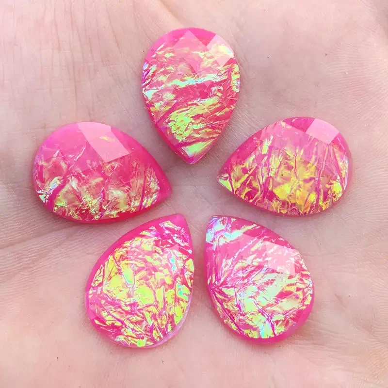 DIY 18*25mm Flat back Resin Tear drop Stones and crystals Rhinestone applique DIY Wedding Dress Beads 12pcs HE75