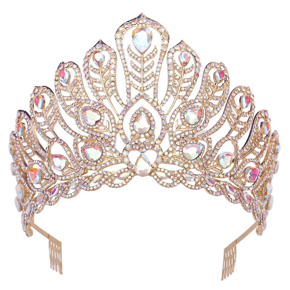 Luxury High Quality Bridal Crown Butterfly Crystall Wedding Tiara Golden Alloy Queen Party Jewelry Hair Accessories