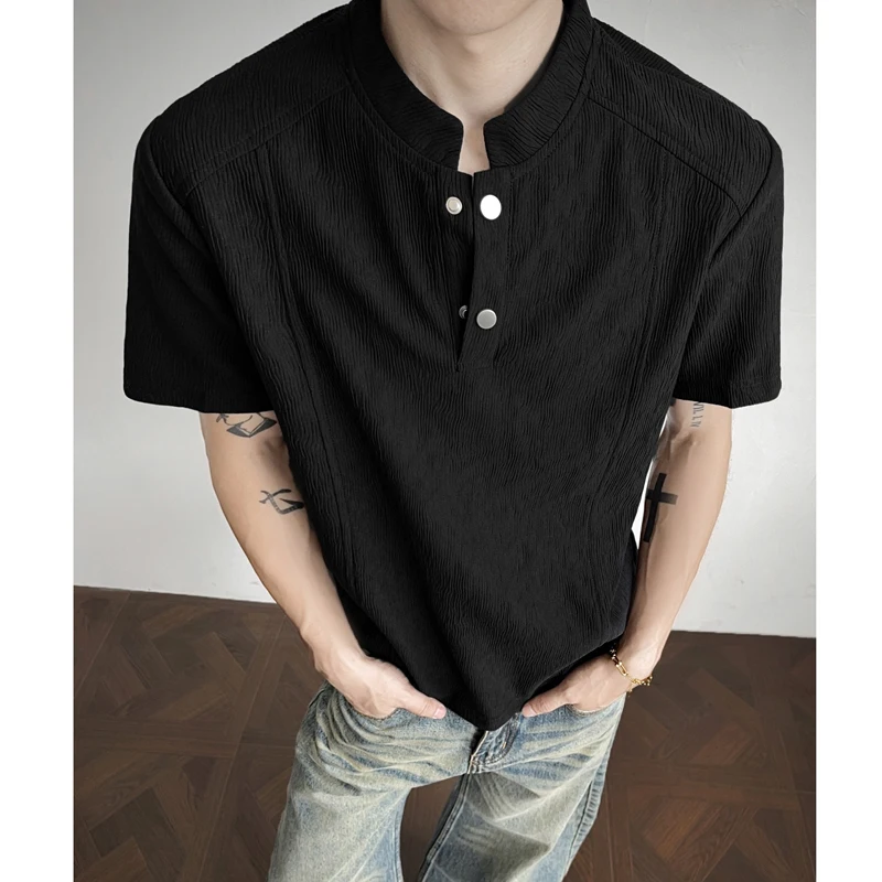 2026 Summer Men's Fashion Casual Henley Neck Short-Sleeve T-Shirt