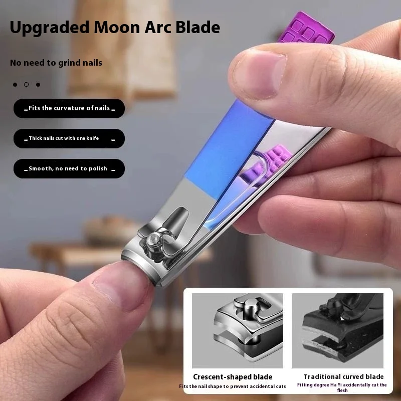 9pcs Stainless Steel Nail Clipper Set Blue Red Gradient Nail Kit Splash Proof Clippers Scissors Keratinum Layer Storage Box