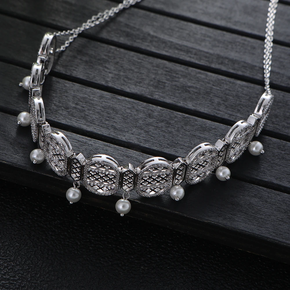 Mother's Day Gift Trendy Dainty Initial Pearl Chokers Necklace Personalized Square Stackable Necklaces for women Wife N153