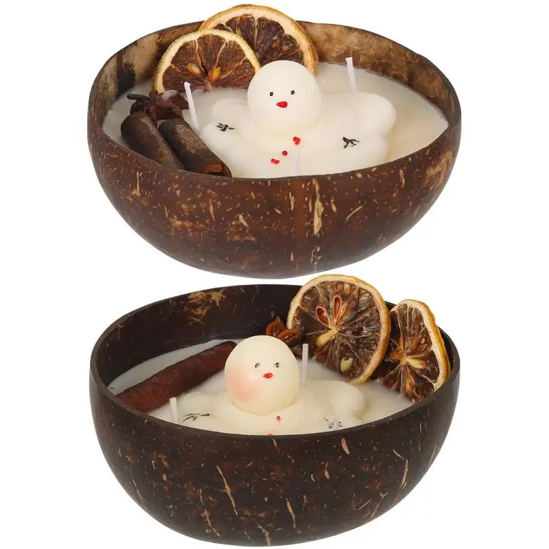 Snowman Scented Candle Christmas Candle In A Coir Lemon Scent Atmosphere Candle Soy Wax For Winter Holiday Home Decoration