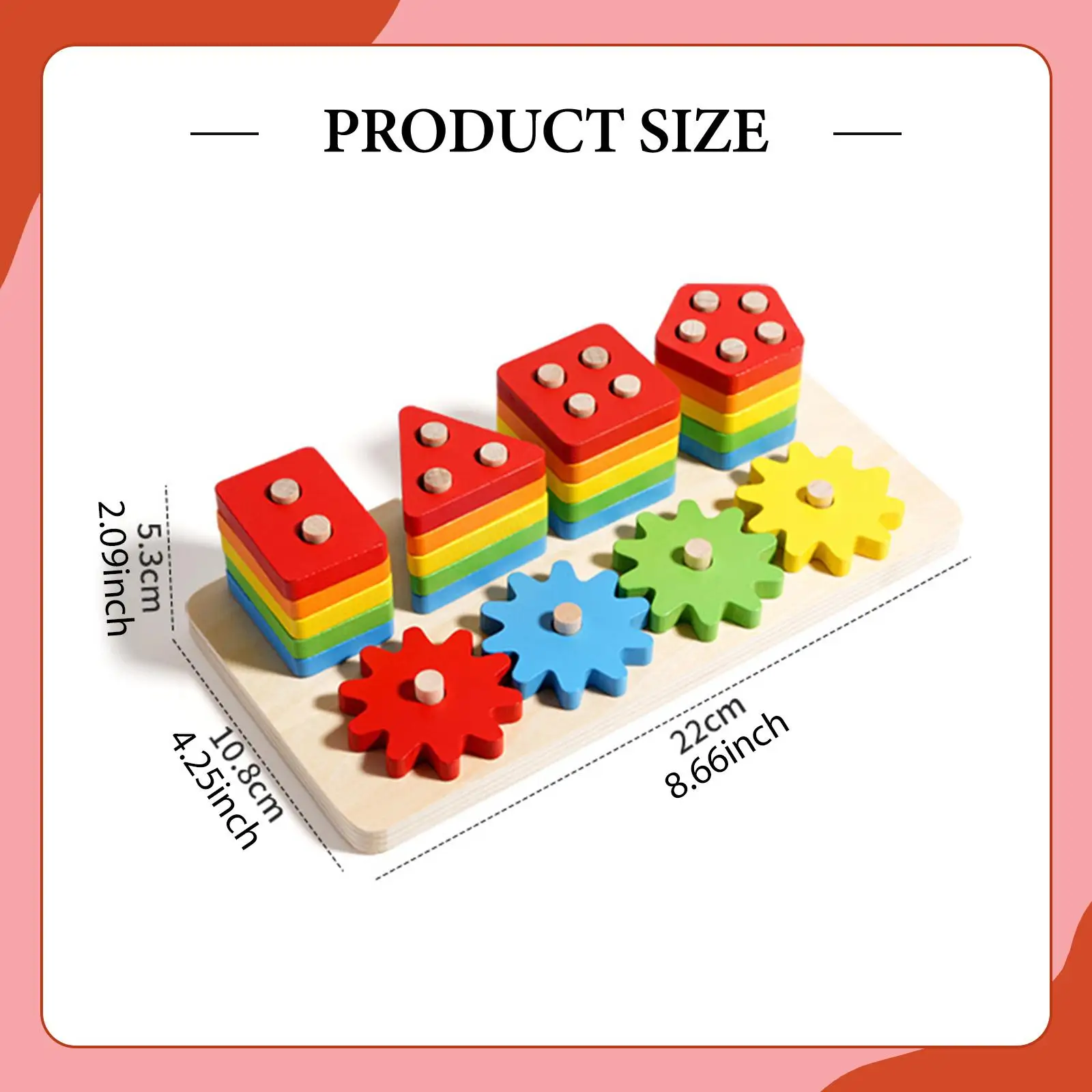 Wooden Sorting Stacking Toy Sensory Stocking Stuffers Color Recognition Creative Learning Puzzles for Girls Boys Toddlers