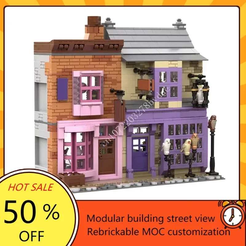 

1399PCS DIY Assembly Toy Custom Owl Emporium & Sugarplums Sweet Shop Modular MOC Creative Street View Model Puzzle Gift
