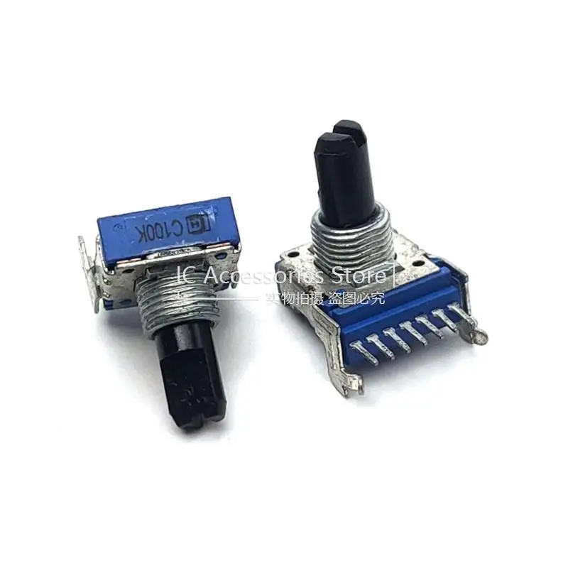 3PCS RK14 Type Horizontal Dual C100K C104 Power Amplifier Audio Volume Potentiometer 7 Pin D Shaft Length 15MM