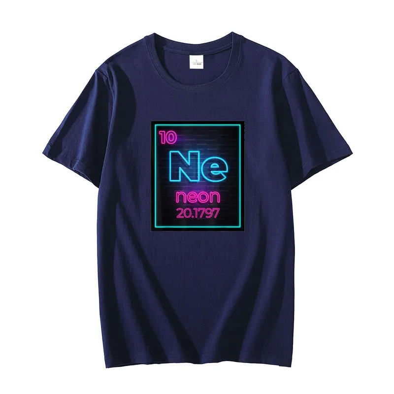 Neon Element of The Chemistry Periodic Table for Scientists T-Shirt Science Lover Aesthetic Clothes Letter Print Graphic Tee Top