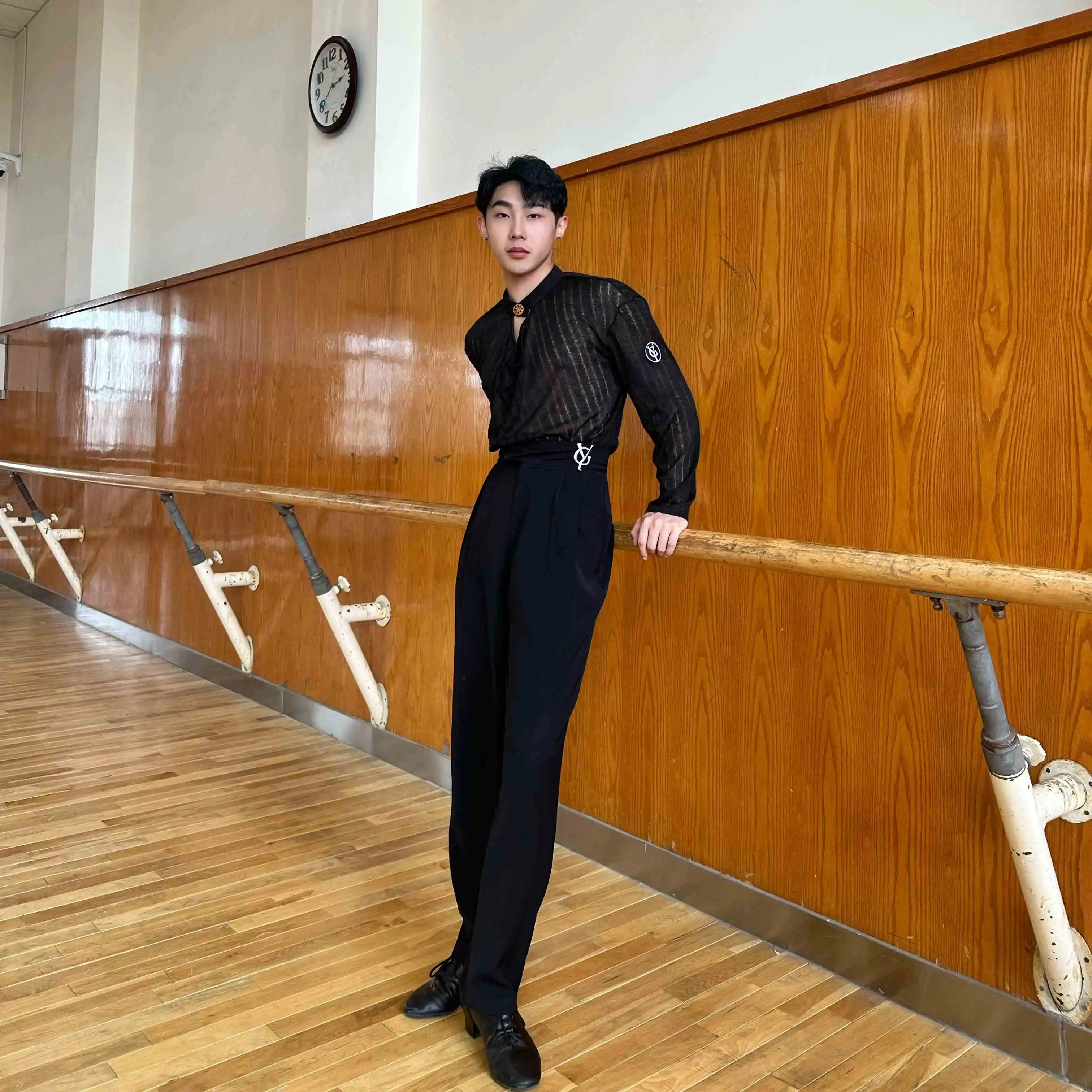 2025 New Latin Dance Pants For Men Chacha Rumba Tango Adult Male Performance Stage Costumes Modern Dance Practice Pants DQS20044