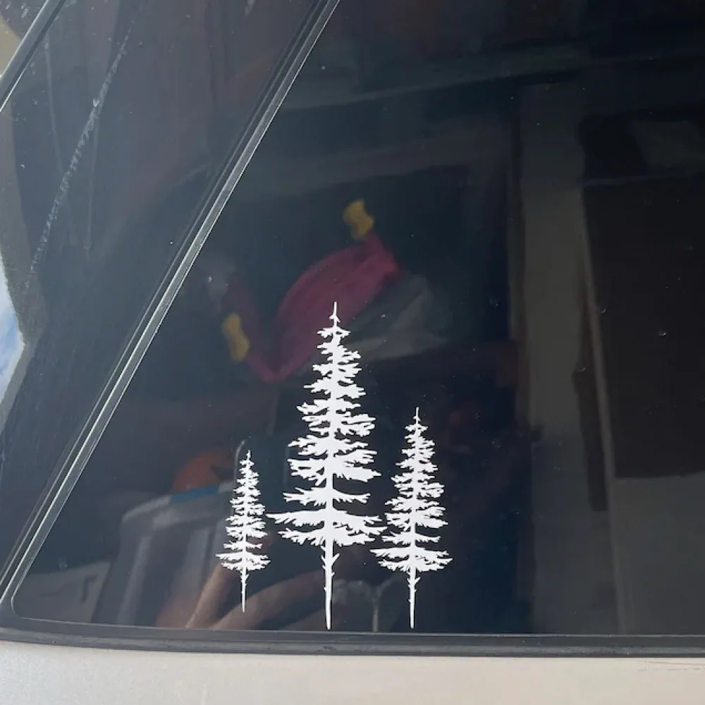 Fir Trees Vinyl Decals Car Window Bumpers Tumbler Stickers Nature Camping Camper Vans Decor Accessories