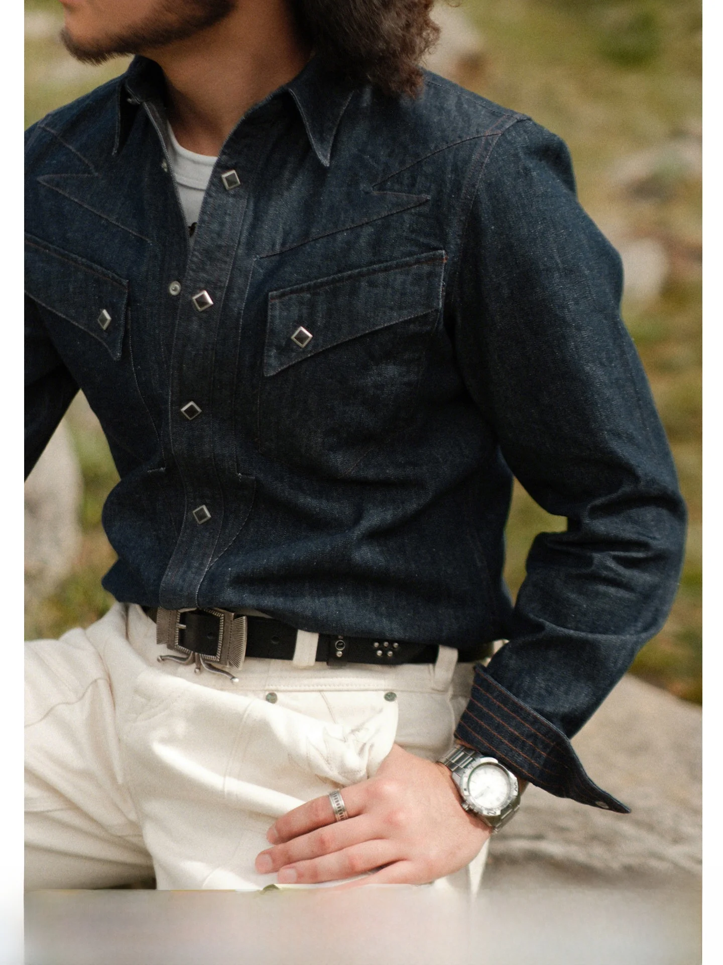 

Джинсы Waed Indigo Western irt Stand Fit, хлопковые джинсы Long Sve, молодежные винтажные брюки, износостойкая серия Western