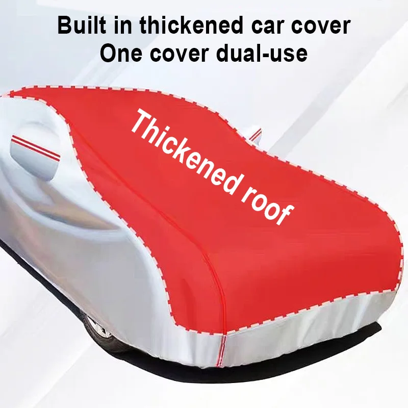 2 In 1 Split Anti Hail Car Cover Dual Use Full & Half Auto Covers Thick Waterproof Sun Snow Dust Protection Sedan Car Cover