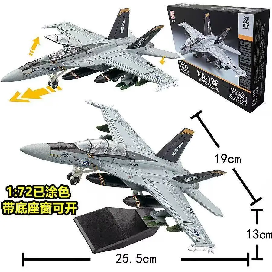 1:72 Scale ABS F/A-18 Super Hornet Bounty Hunter VFA-2 Plastic Diecast Aircraft Model US Navy Fighter Jet Collectible Toy Gift