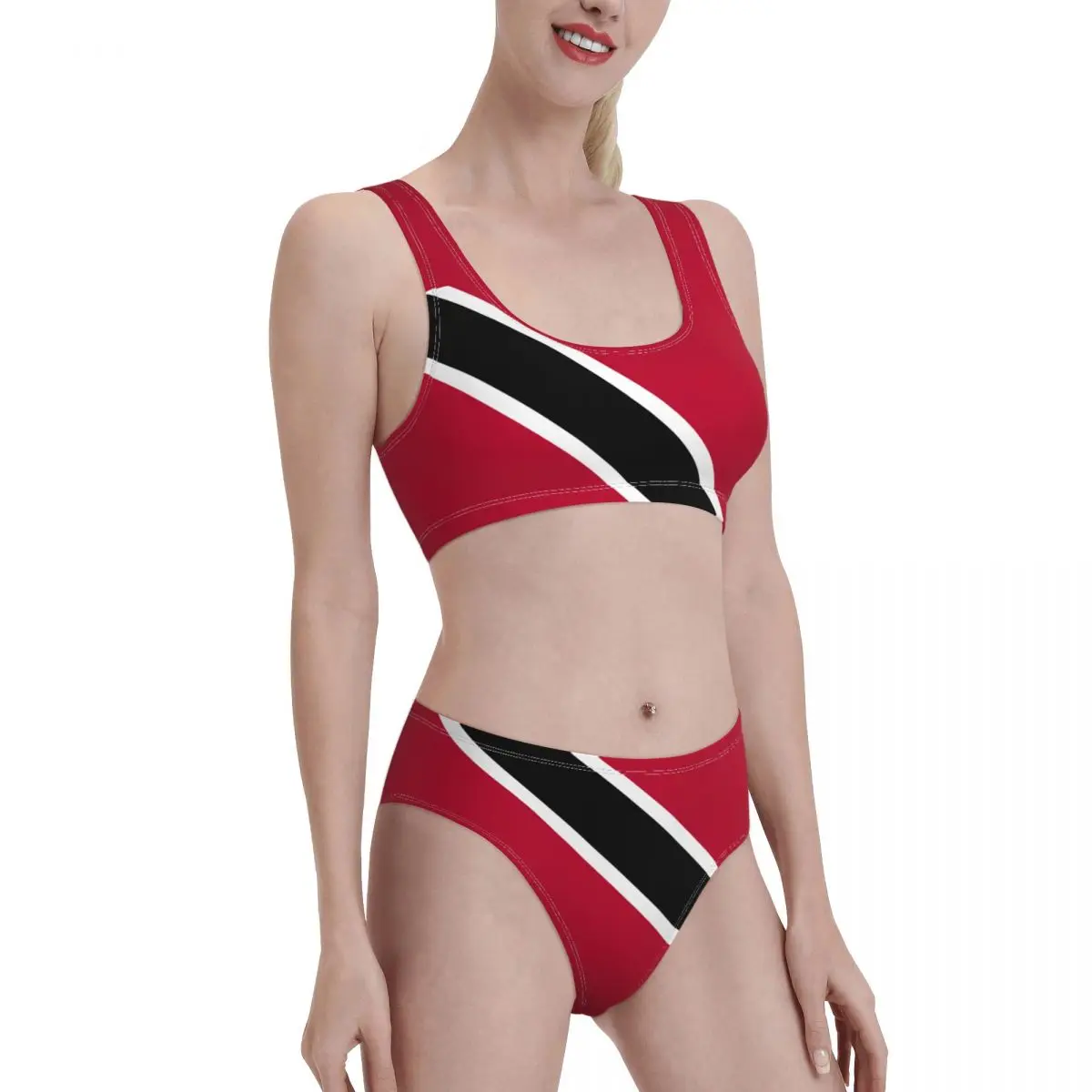 Trinidad And Tobago Flag Summer Bikini Sets Two Piece Swimsuit Bathing Suit Sport Swimwear Beachwear for Girl Women