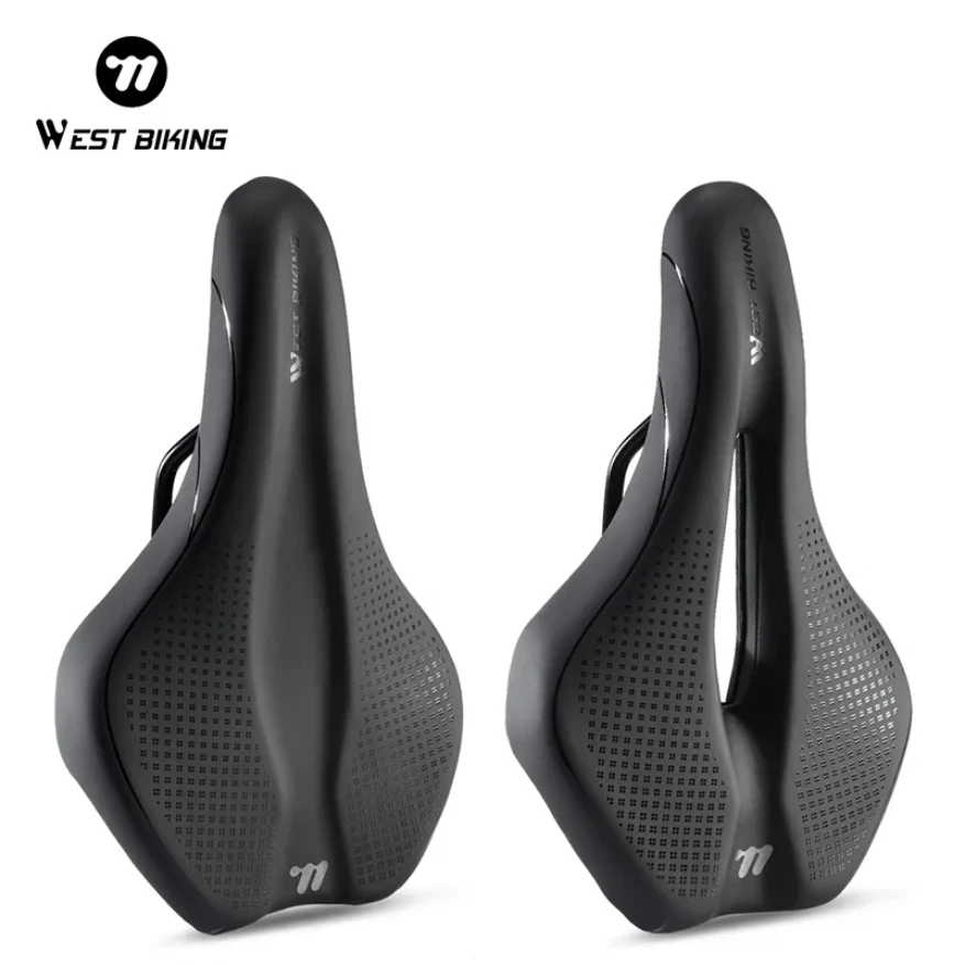 

Hot sale WEST BIKING Ultralight Bike Saddle Hollow Breathable MTB Road Bicycle Cushion Non-Slip PU Leather Shock Absorption