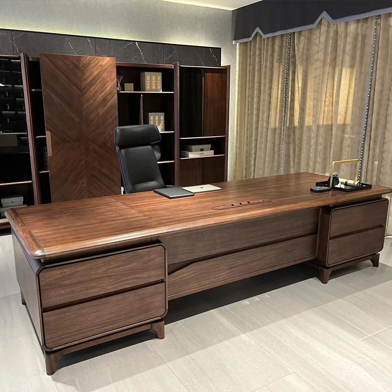 Strong Wooden Executive Office Desk Wooden Brown Large Luxury Office Desks Standing Drawers Escrivaninha Work Station Table