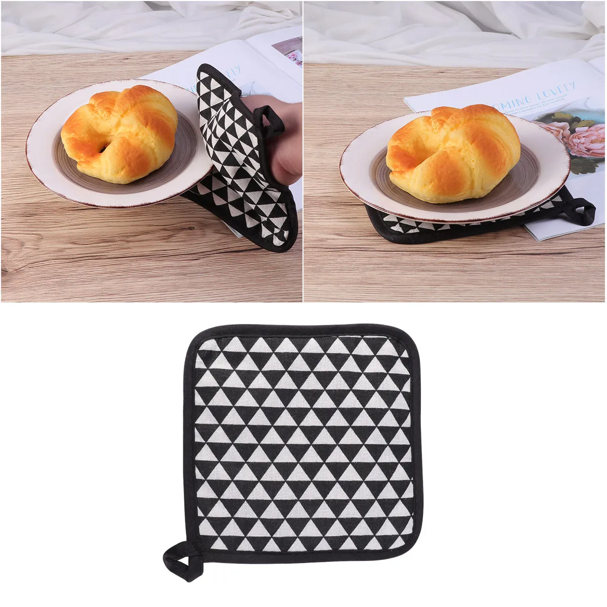 3Pcs Cotton Linen Thickened Heat Resistant Table Pad Pot Holder Insulation Mat for Oven Racks Microwave Baking Cup Mats Placemat - view 2