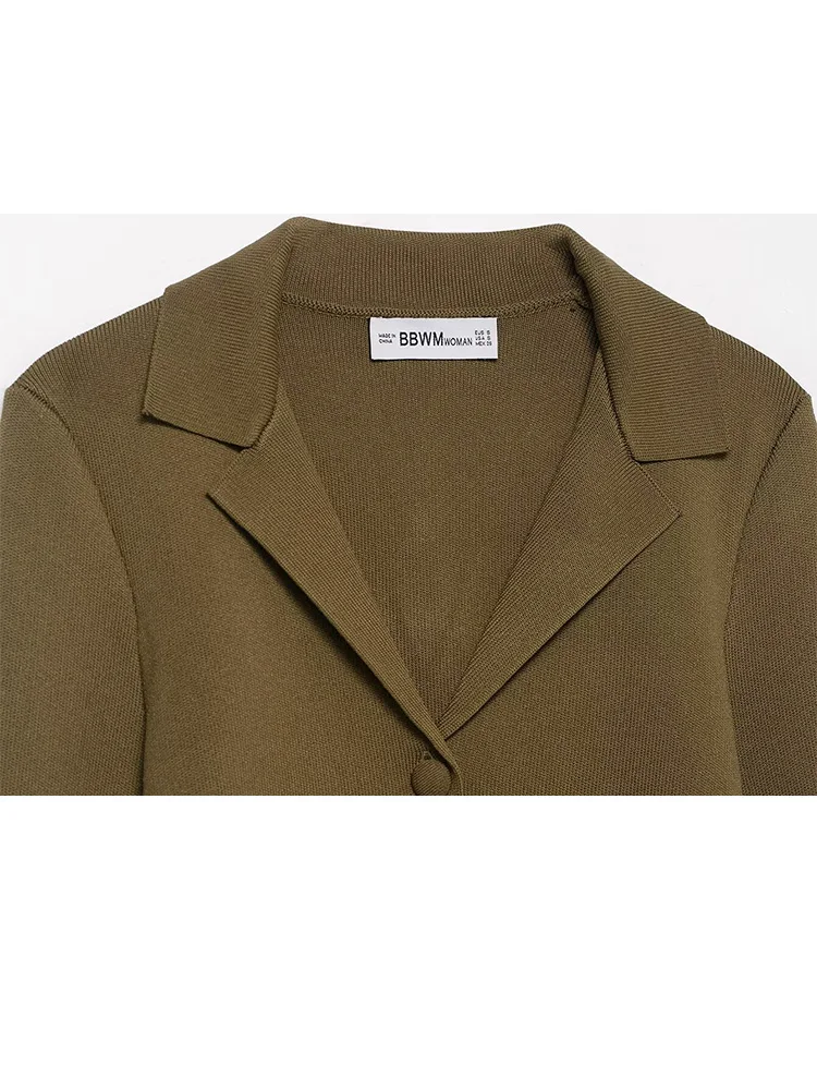HH Women Autumn Winter Fashion Warm Solid Two-piece Set Long Sleeve Belt Single-breasted Knitted Coat+Split Hem Midi Skirt Set image 4