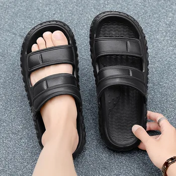 남성용 패션 캐주얼 아웃웨어 슬리퍼, 대형 부드러운 바닥 샌드위치 샌들, M977