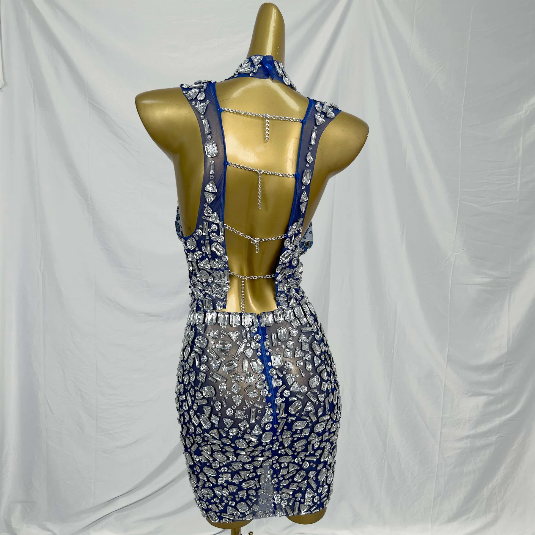 

Сексуальный жилет без рукавов, топ со стразами, мини-юбки, комплект из 2 предметов, женский костюм с открытой спиной для ночного клуба, дня рождения, праздничный наряд