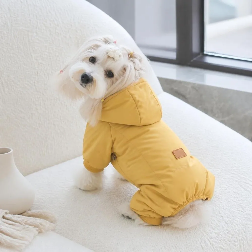Fashion Winter Dog Warm Clothes Windproof Thickened Dog Hiking Jacket Adjustable Dog Bodysuit Cat
