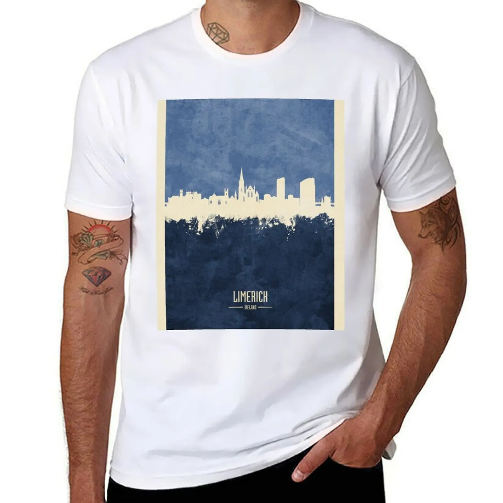 Limerick Ireland Skyline T-Shirt sports fans anime shirt tops t shirts for men cotton