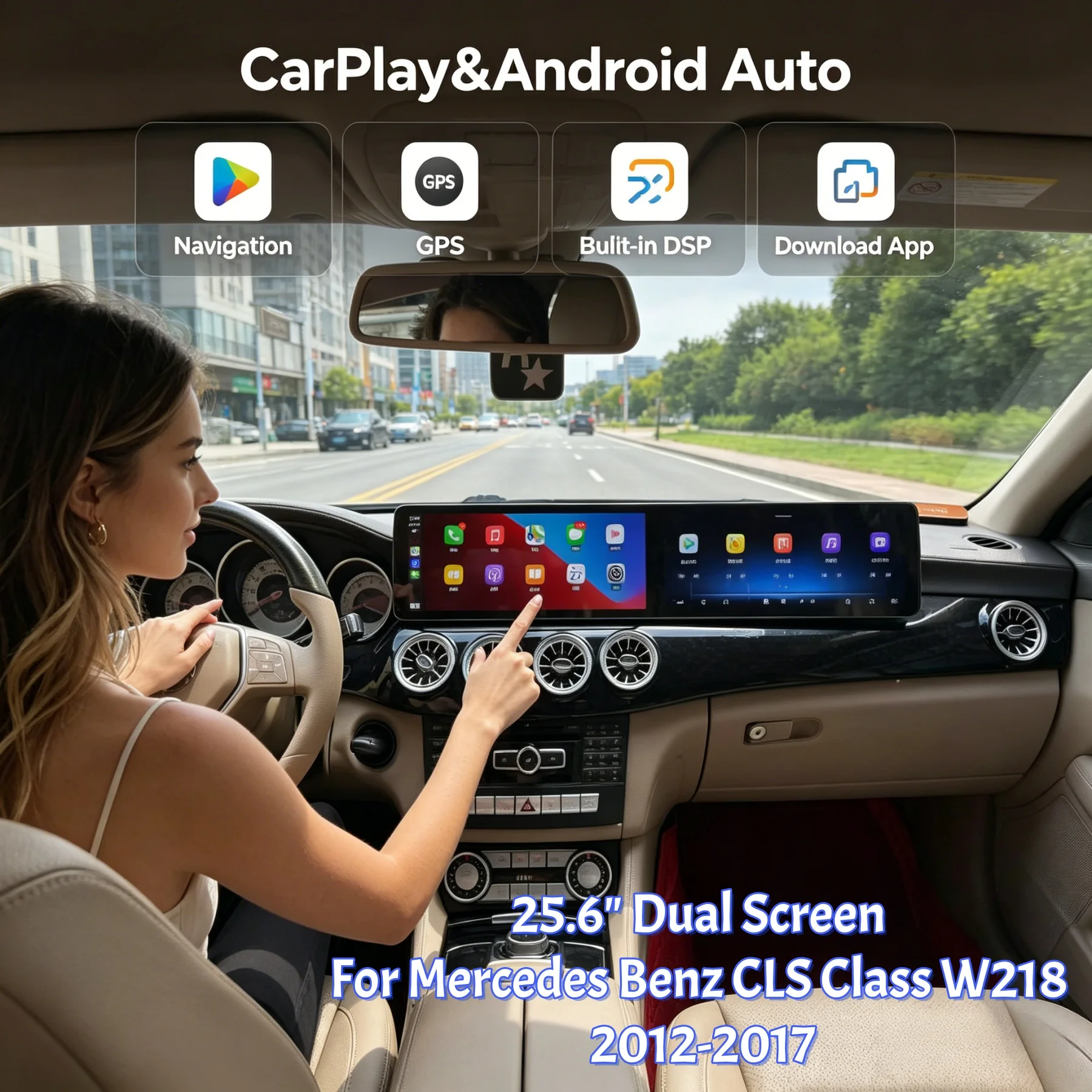 Android Auto Car Radio Digital Carplay For Mercedes-Benz Series CLS (W218) 2012-2017 Dual Screen GPS Stereo Multimedia Player