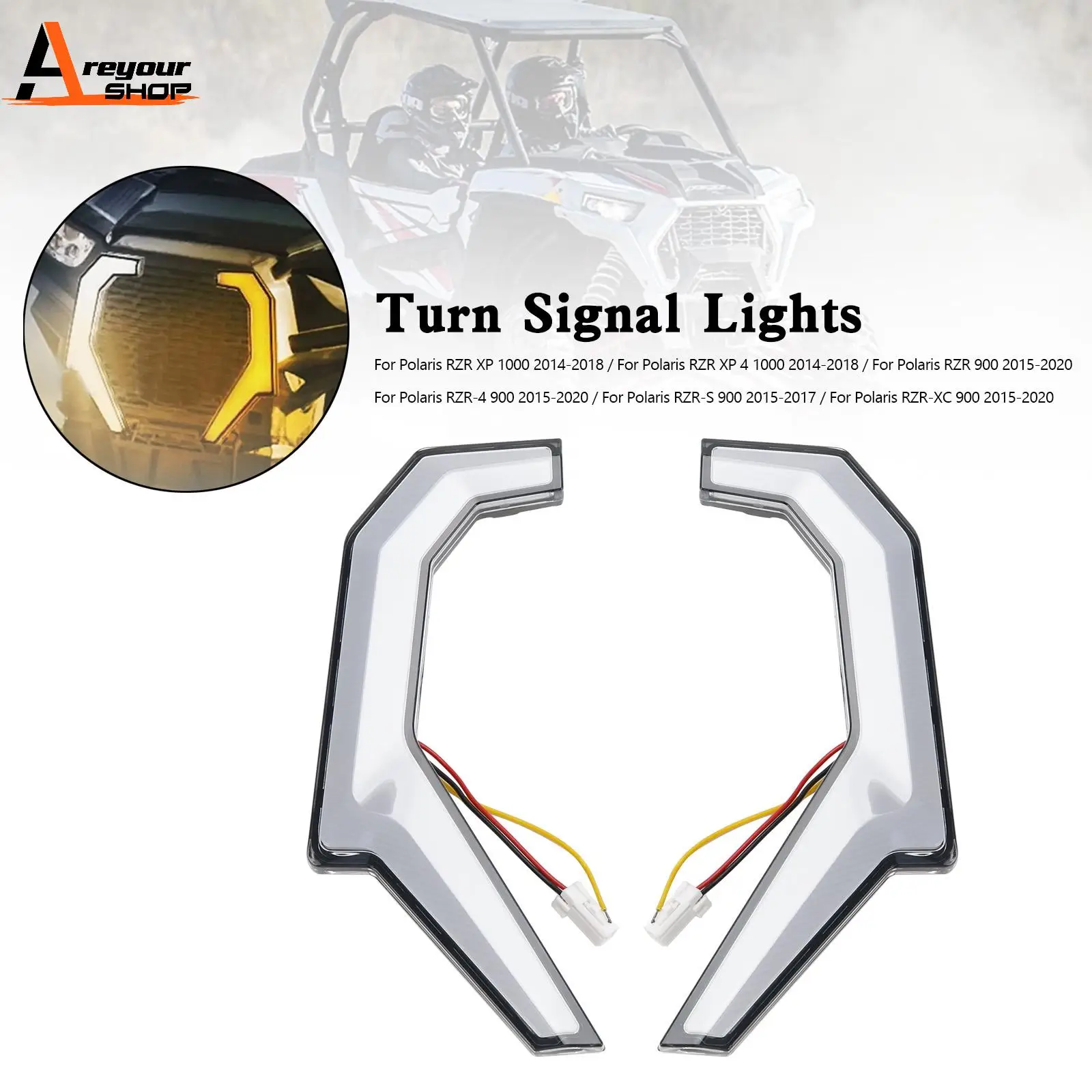 Areyourshop UTV Turn Signal Fang Accent Lights for Polaris RZR XP 4 1000/S 4 900 2014 2015 2016 2017 2018 2019 2020