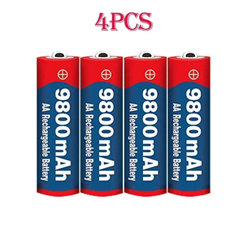 100% الأصلي الجديد جودة عالية AAbattery1.5V 9800mAh بطارية AA قابلة للشحن ل مصباح ليد لعبة كاميرا ميكروفون البطارية
