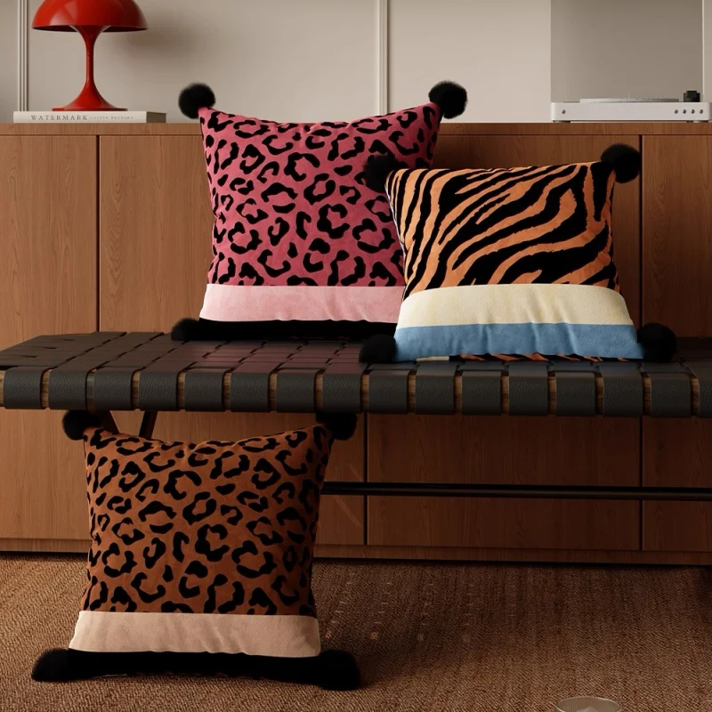 Leopard Tiger Pillows Colorful Geometric Print Cushion Case Modern Square Decorative Pillow Cover For Sofa Chair Home Decoration