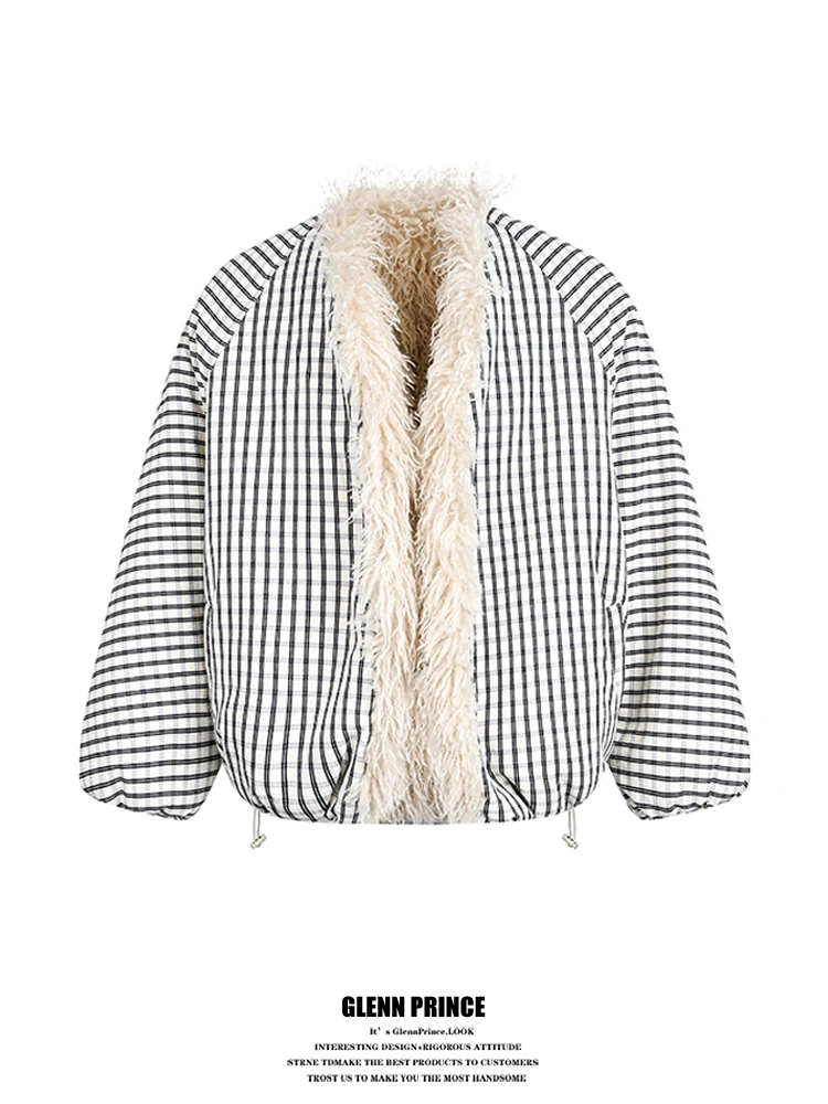 

Korean Sle Lazy Plaid Collar Thiened Warm Cotton Jaet Men's Winter New Sle Age Reduction Outerwear GPstudio