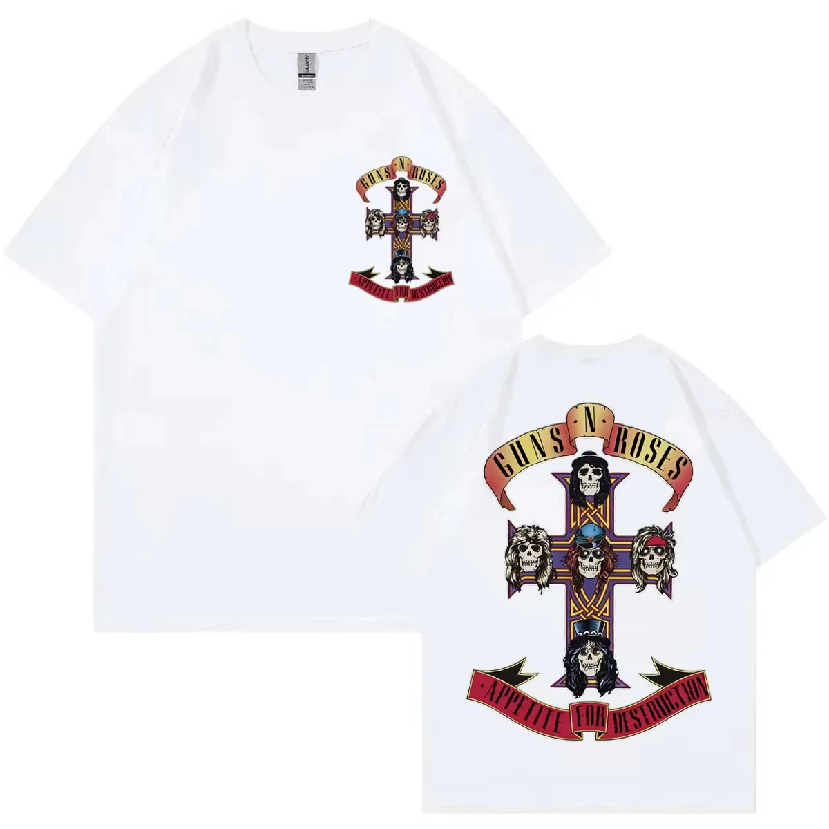 Rock Hip Hop Korte Mouw T-shirt Mannen Vrouwen Casual Losse T-shirts Guns N Roses Eetlust voor Vernietiging Album Grafische T-shirts