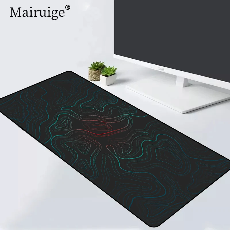 

Colorful Art Large Mousepad Gaming PC Abstract Lines Locking Desktop Anti-slip Keyboard Laptop Gamer Accessories Office Desk Mat