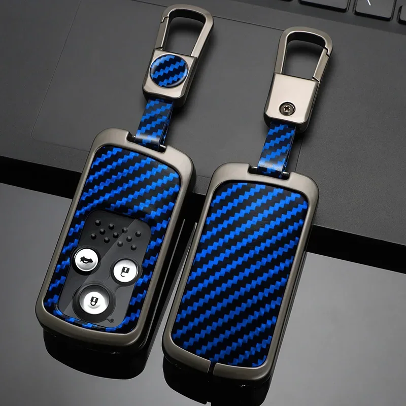 

Zinc Alloy Carbon fiber Keychain Car Key Cover Case For Honda Accord CIVIC CRV Fit 2006-2015 2 3 Buttons Smart Remote