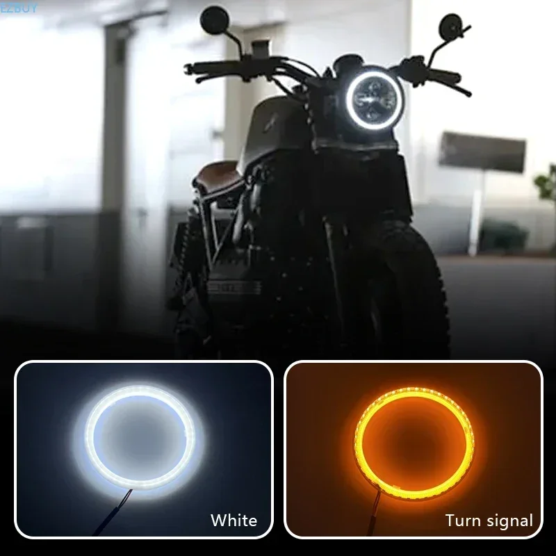 1PC LED Cotton White Yellow Angel Eye Halo Ring 60mm 70mm 80mm 90mm 100mm 110mm 120mm Auto DRL Eyes with Turning Signal Light