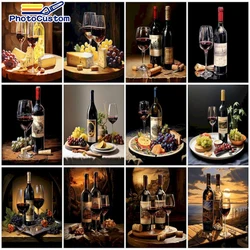 PhotoCustom Painting By Numbers Red Wine Oil Picture Drawing Coloring By Number Still Life On Canvas For Bedroom Decoration Gift