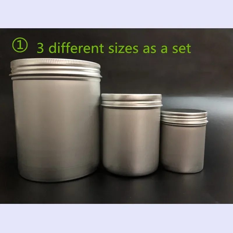 3 Sizes&4 Sets Aluminum Storage Spices Case Coffee Candy Tea Storage Jars Set Round Metal Lip Balm Tins Jars For Spices