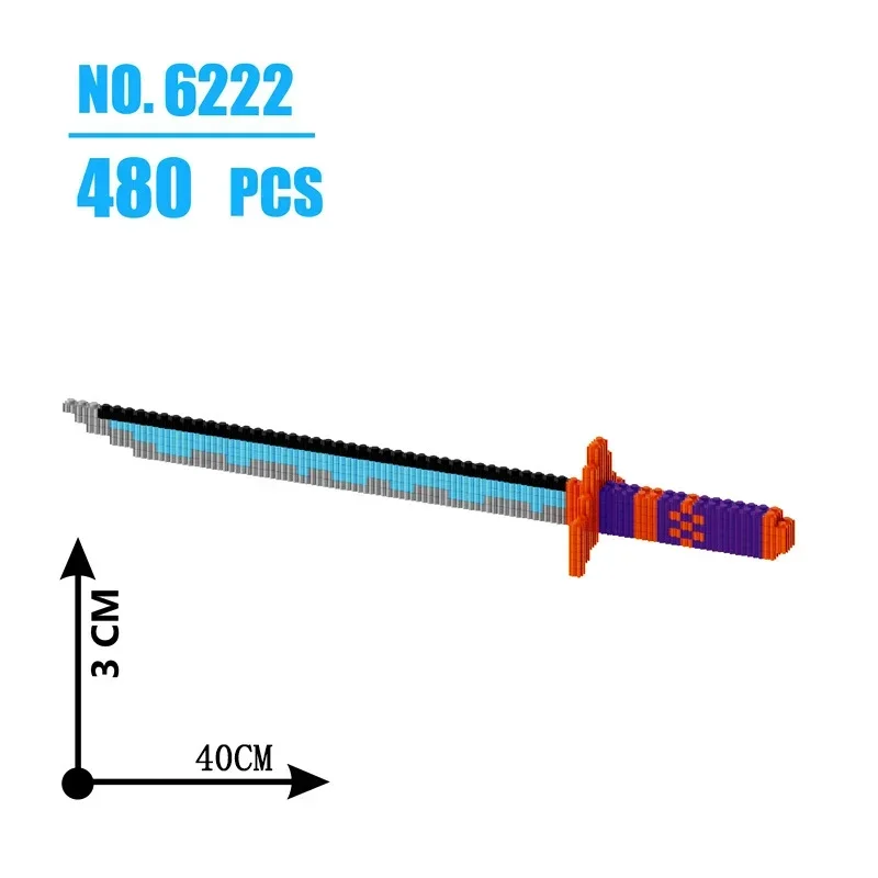 Samurai Sword Building Blocks Ninja Blade Katana Japanese Anime Knife DIY MOC Model Bricks Assembly Toys for Adult Children Gift